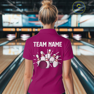 Retro Pink argyle pattern Bowling shirts For Women custom bowling team jerseys Bowler Outfits NQS10403
