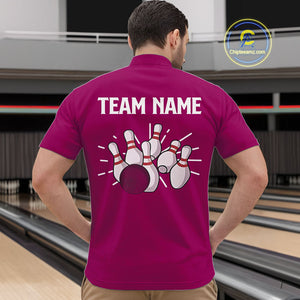 Retro Pink argyle pattern Bowling shirts For Men custom bowling team jerseys Bowler Outfits NQS10403