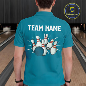 Retro Cyan Blue argyle pattern Bowling shirts For Men custom bowling team jerseys Bowler Outfits NQS10404