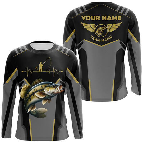 Personalized Black Smallmouth Bass Fishing jersey Team Smallmouth Fishing Long Sleeve tournament shirt NQS6317