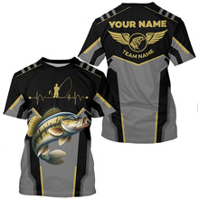 Load image into Gallery viewer, Personalized Black Smallmouth Bass Fishing jersey Team Smallmouth Fishing Long Sleeve tournament shirt NQS6317