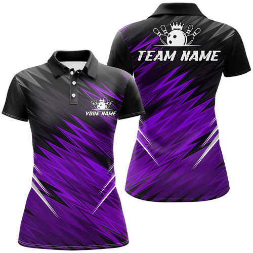 Purple and Black Bowling Shirts For Women Custom Name and Team name Bowling Jerseys Bowlers Outfit NQS8890