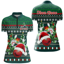 Load image into Gallery viewer, Funny ugly Christmas Green Women&#39;s Bowling Shirts Custom Team Bowling Jerseys Xmas Gift for bowlers NQS8894