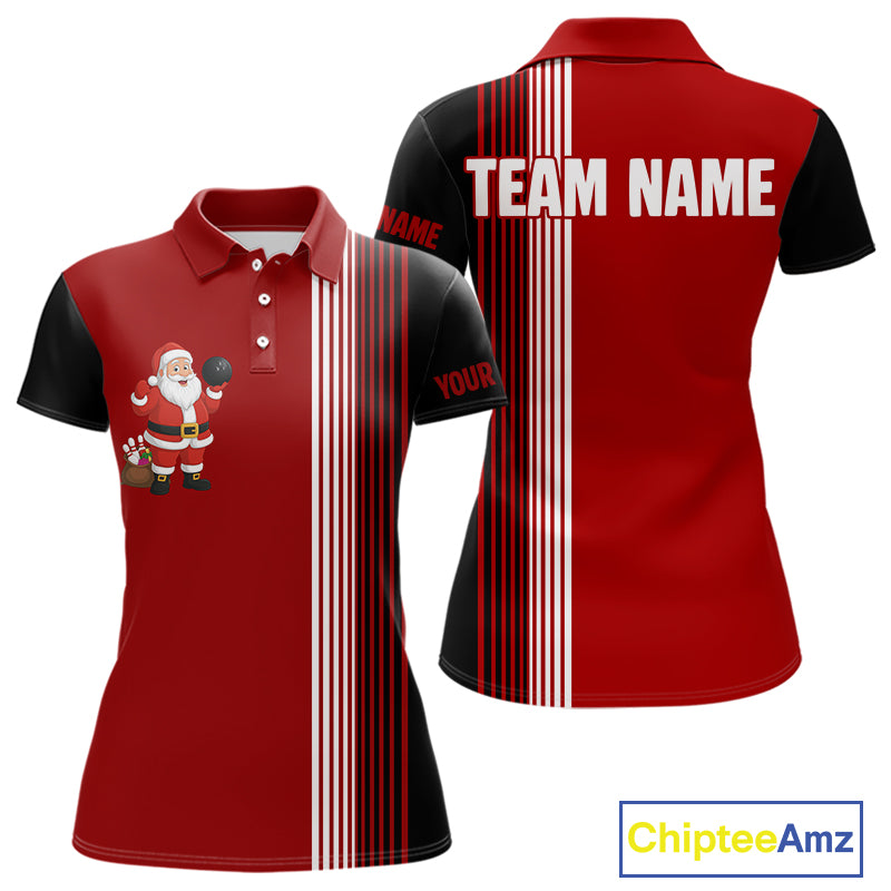 Retro Black & Red Christmas Santa Bowling shirts For Women custom bowling team jerseys Bowler Outfits NQS11011