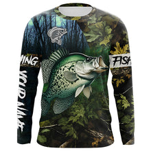 Load image into Gallery viewer, Crappie Fishing green camo Custom name Performance Long Sleeve UV protection fishing shirts for men NQSD92