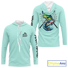 Load image into Gallery viewer, Personalized offshore Fishing jerseys, Mahi mahi, Wahoo, Tuna tournament fishing shirts | Light Green NQS11219