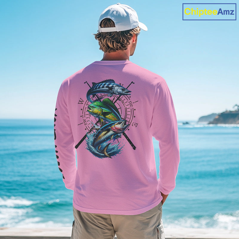 Personalized offshore Fishing jerseys, Mahi mahi, Wahoo, Tuna tournament fishing shirts | Light Pink NQS11220