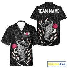 Load image into Gallery viewer, Funny storm tornado Black Camo Bowling Hawaiian Shirts Custom Bowling Team Button up shirt NQS11224