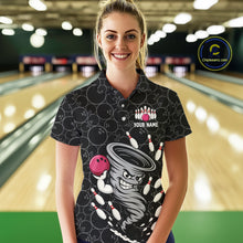 Load image into Gallery viewer, Funny storm tornado Black Camo Bowling Polo, 1/4 Zip Shirts For Women Custom Bowling Team Jerseys NQS11224