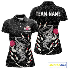 Load image into Gallery viewer, Funny storm tornado Black Camo Bowling Polo, 1/4 Zip Shirts For Women Custom Bowling Team Jerseys NQS11224