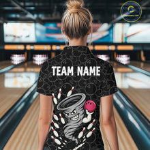 Load image into Gallery viewer, Funny storm tornado Black Camo Bowling Polo, 1/4 Zip Shirts For Women Custom Bowling Team Jerseys NQS11224