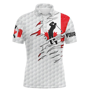 Mens golf polo shirt Canadian flag patriot custom name white golf balls shirts NQS7034