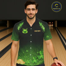 Load image into Gallery viewer, Green flame shamrock St Patrick's Day button-up bowling shirts custom team bowling league jerseys NQS11412
