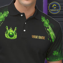 Load image into Gallery viewer, Green flame shamrock St Patrick's Day bowling shirts for men custom team bowling league jerseys NQS11412