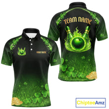 Load image into Gallery viewer, Green flame shamrock St Patrick's Day bowling shirts for men custom team bowling league jerseys NQS11412