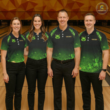 Load image into Gallery viewer, Green flame shamrock St Patrick's Day bowling shirts for men custom team bowling league jerseys NQS11412
