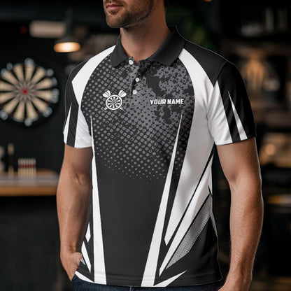 Personalized Black and White Darts Shirts For Men Custom Darts Team Jerseys NQS9489