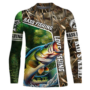 Personalized Bass Fishing Shirts, Love Fishing Camo 3D All Over Printed Shirts NQS210