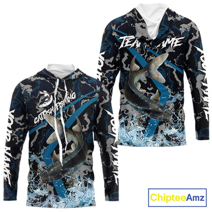 Custom Catfish Fishing Camo Long Sleeve Fishing Shirts, Personalized Catfish Fishing Team Jersey NQS9940