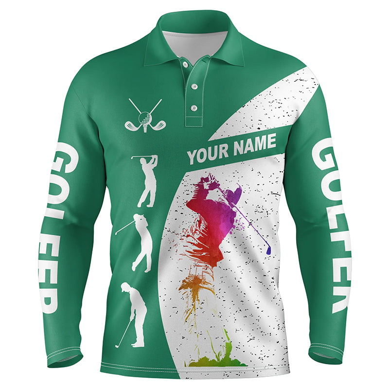 Green and white golf shirt custom name mens polo golf shirts, best golf gifts NQS5685