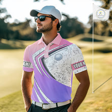Load image into Gallery viewer, Mens golf polo shirts purple gradient pattern custom team golf shirts, golf tops for men NQS10089