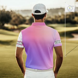 Mens golf polo shirts purple gradient pattern custom team golf shirts, golf tops for men NQS10089