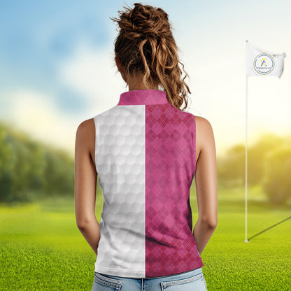 Pink white Womens Sleeveless polo shirt custom I was one under today one under a tree, a bush & water NQS10091