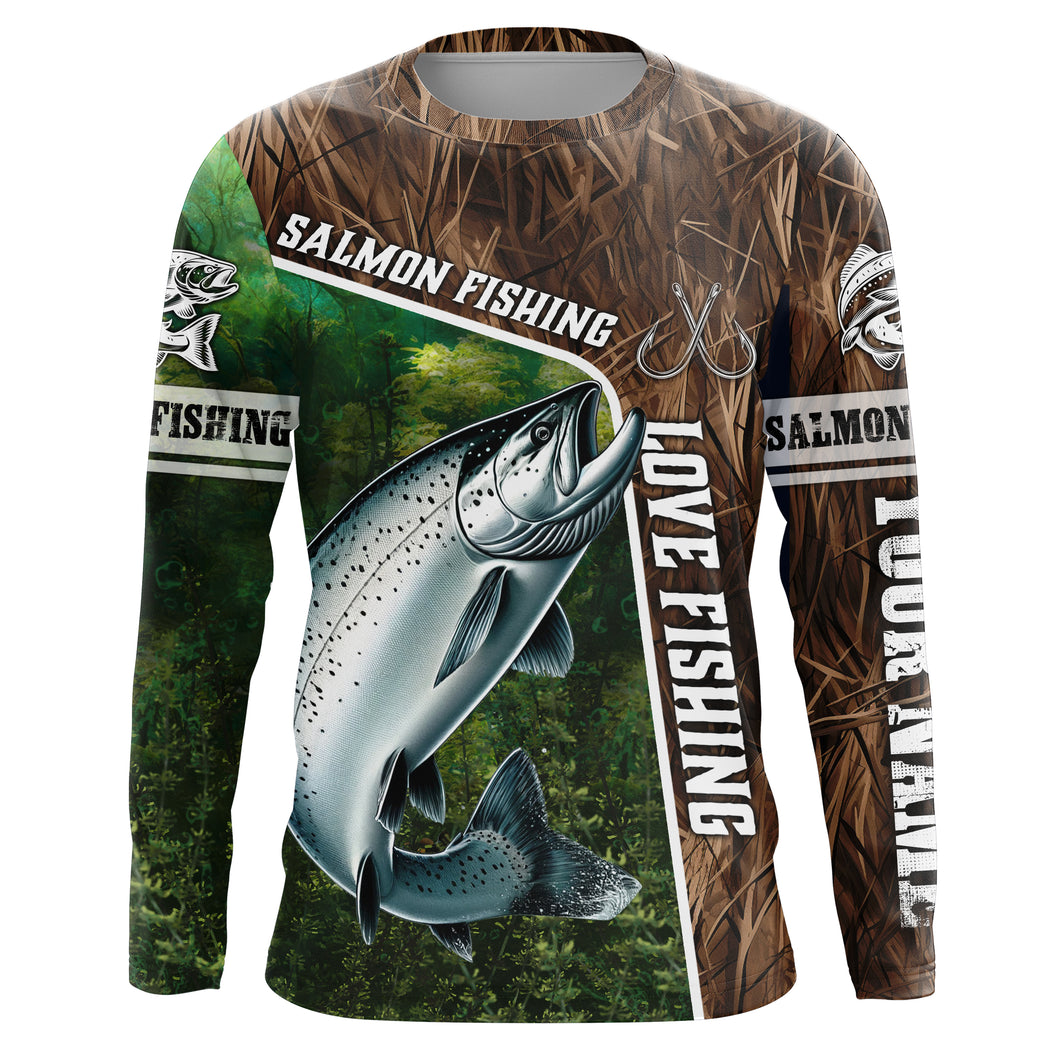 Personalized Chinook Salmon Fishing Shirts, Love Fishing Camo fish on 3D All Over Printed Shirts NQS5899