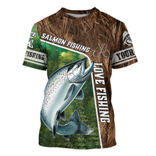 Load image into Gallery viewer, Personalized Chinook Salmon Fishing Shirts, Love Fishing Camo fish on 3D All Over Printed Shirts NQS5899