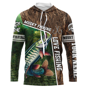 Personalized Musky Fishing Shirts, Love Fishing Camo fish on 3D All Over Printed Muskie Shirts NQS5900
