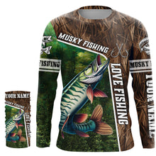 Load image into Gallery viewer, Personalized Musky Fishing Shirts, Love Fishing Camo fish on 3D All Over Printed Muskie Shirts NQS5900