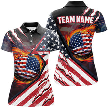Load image into Gallery viewer, American Flag flame golf ball Women golf polo shirts custom golf outfits for ladies, patriot golf gift NQS8022