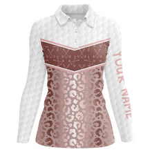 Load image into Gallery viewer, Pink leopard Pattern white golf ball skin Womens golf polo shirts Custom Golf Apparel For Ladies NQS8212