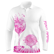 Load image into Gallery viewer, Pink tie dye golf wine Mens Golf Polo Shirts Custom golf attire for men, personalized golf gifts NQS8216