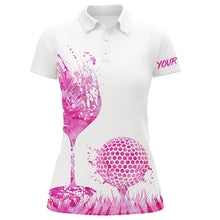 Load image into Gallery viewer, Pink tie dye golf wine Womens golf polo shirts Custom ladies golf attire, personalized golf gifts NQS8216