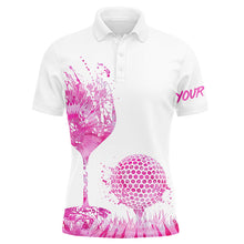 Load image into Gallery viewer, Pink tie dye golf wine Mens Golf Polo Shirts Custom golf attire for men, personalized golf gifts NQS8216