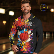 Load image into Gallery viewer, Colorful bowling jerseys Bowling Polo, 1/4 Zip Shirt for Men Custom Bowling Team shirts for bowlers NQS10416