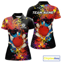Load image into Gallery viewer, Colorful bowling jerseys Bowling Polo, 1/4 Zip Shirt for Women Custom Bowling Team shirts for bowlers NQS10416