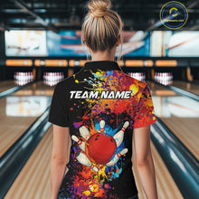 Load image into Gallery viewer, Colorful bowling jerseys Bowling Polo, 1/4 Zip Shirt for Women Custom Bowling Team shirts for bowlers NQS10416