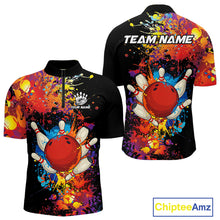 Load image into Gallery viewer, Colorful bowling jerseys Bowling Polo, 1/4 Zip Shirt for Men Custom Bowling Team shirts for bowlers NQS10416