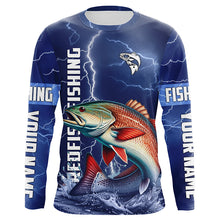 Load image into Gallery viewer, Redfish drum Fishing blue lightning jerseys custom performance Long Sleeve tournament fishing shirts NQS6330