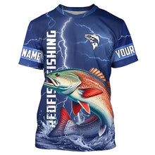 Load image into Gallery viewer, Redfish drum Fishing blue lightning jerseys custom performance Long Sleeve tournament fishing shirts NQS6330