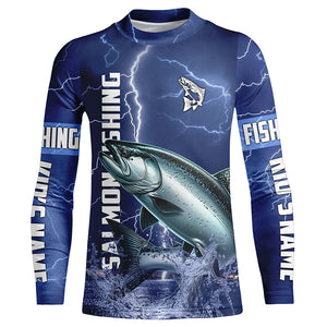 Chinook salmon Fishing blue lightning jerseys custom performance Long Sleeve tournament fishing shirts NQS6331