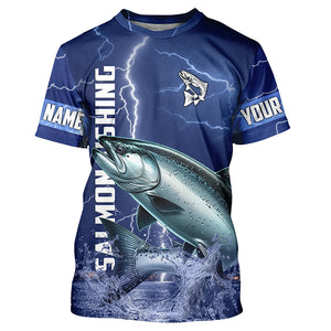 Chinook salmon Fishing blue lightning jerseys custom performance Long Sleeve tournament fishing shirts NQS6331