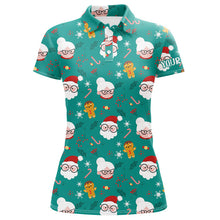 Load image into Gallery viewer, Funny Santa Christmas pattern custom Women golf polo shirts, personalized golf gifts for team NQS8679