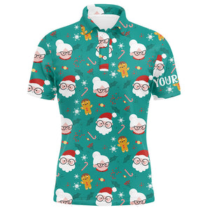 Funny Santa Christmas pattern custom Men golf polo shirts, personalized Christmas golf gifts for team NQS8679