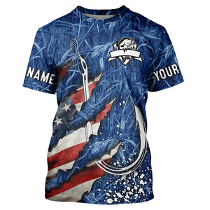 American flag fish hook blue camo fishing custom sun protection performance long sleeve fishing shirts NQS4307