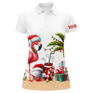 Funny Flamingo Christmas Women golf polo shirt custom golf shirt for ladies, Christmas gift for golfer NQS8900