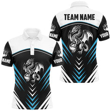 Load image into Gallery viewer, Black and White Dragon Bowling Polo, 1/4 Zip Shirt For Men Personalized Bowling Team Jerseys | Blue NQS8905