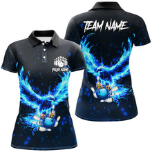 Load image into Gallery viewer, Blue Flame Eagle Custom Bowling Polo, Quarter Zip Shirt For Women Personalized Bowling Team Jerseys NQS8906